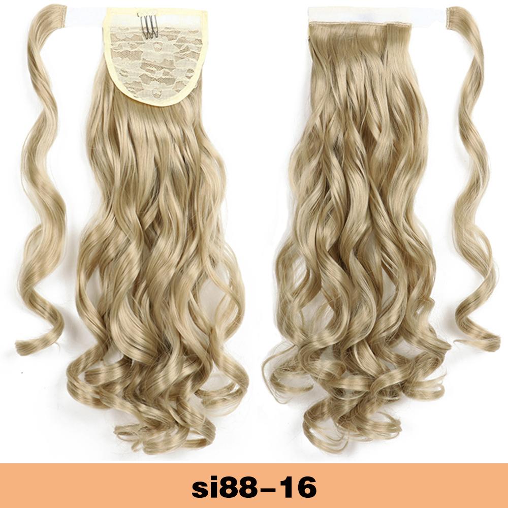 MISSQUEEN Synthetic Wrap Around Ponytail Extension Long Wavy Clip In Ponytail Wig For Elegant Women Daily Cosplay Party Use