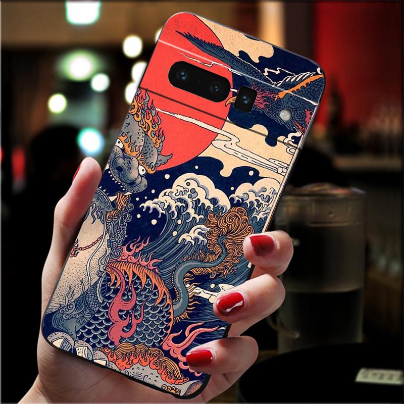 Чехол для телефона Google Pixel 8 7 Pro 7a 6A 6 Pro Pixel 8A 4A 3A 4 XL Pixel 5 6 4 3 3A XL в японском стиле Art Wave Case