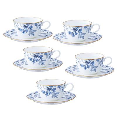 Набор чашек и блюдец Noritake 220 куб. см. Синий Соррентино 5 костяного фарфора и (Кофе чай) Ф59387А/4562