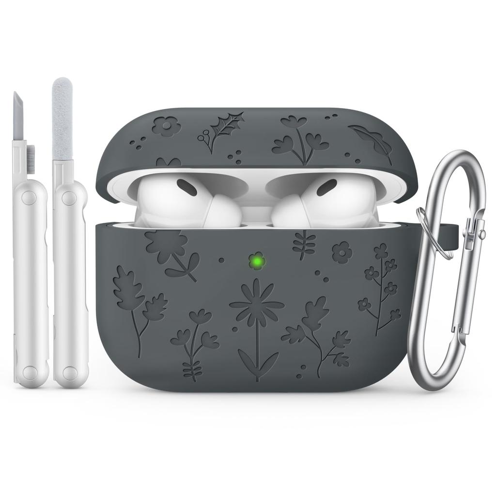 Для AirPods Pro 3 Милый защитный чехол с гравировкой цветка Мягкий силиконовый чехол с полной защитой Противоударный чехол против царапин для AirPods Pro 3