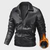 Мужская городская кожаная куртка для мотоциклистов - модное пальто с лацканами высокого качества