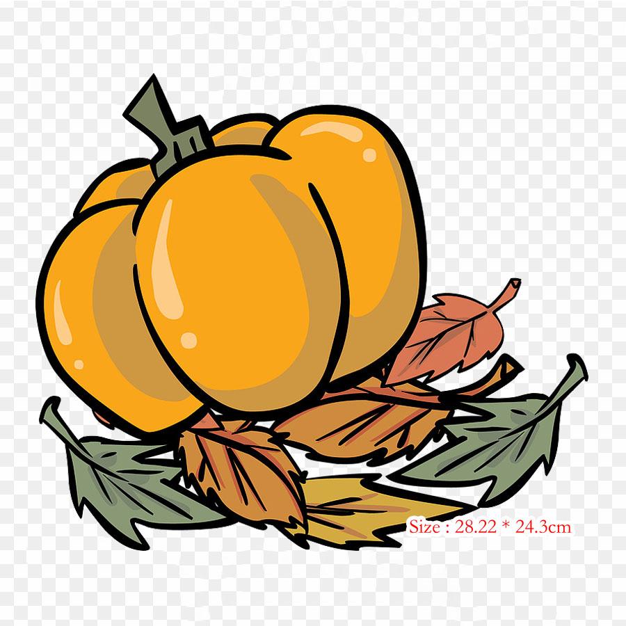 Free Fall Clip Art Pumpkin Autumn Iron On Heat Transfer Printing Vinyl Patches Sticker for Clothes DIY Appliques Washable Patches