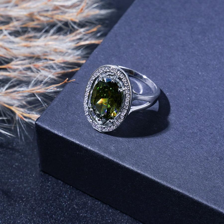 Комплект ювелирных изделий класса люкс с цирконами оливково-зеленого цвета в винтажном стиле — браслет, серьги, ожерелье и кольцо | Идеально подходит для свадеб