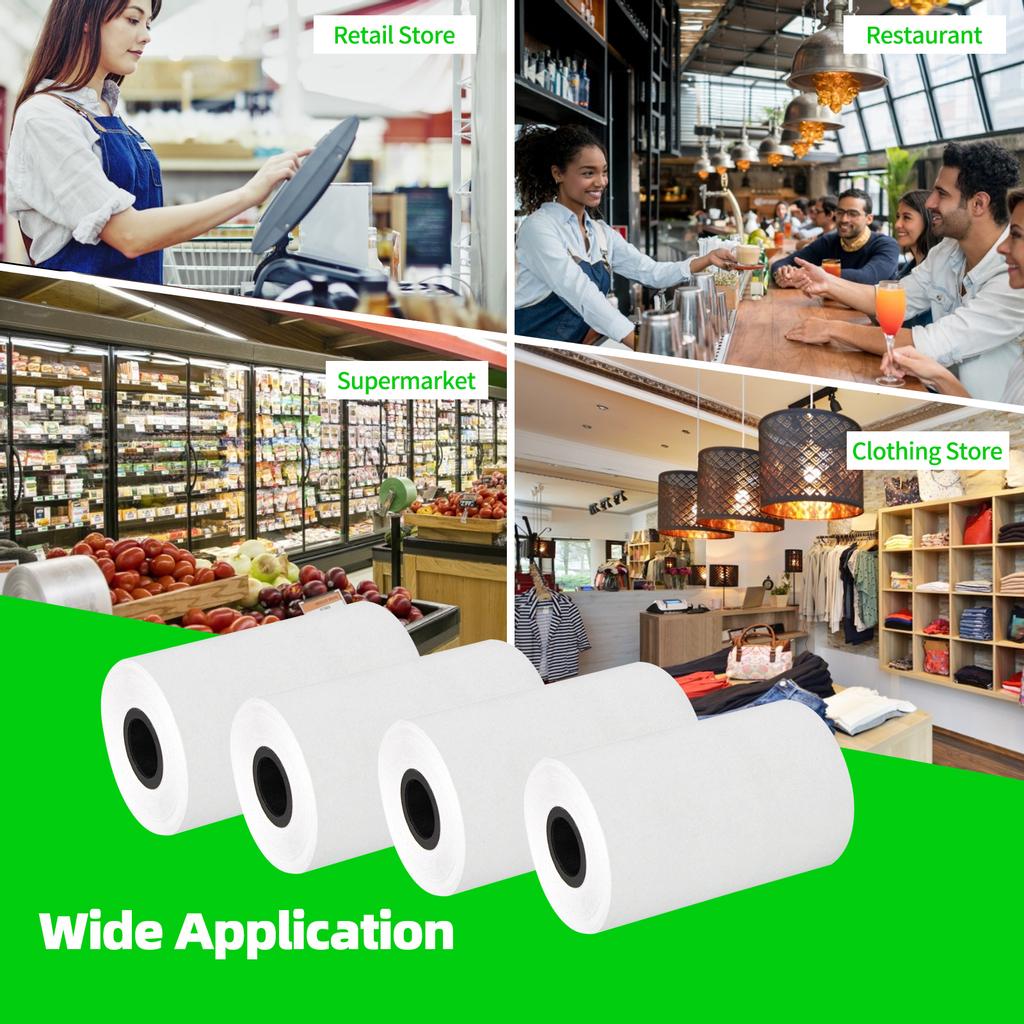 4 рулона термобумаги для чеков, 57x40 мм/2,24x1,57 дюйма, белая термобумага, рулон для билетов, прозрачный