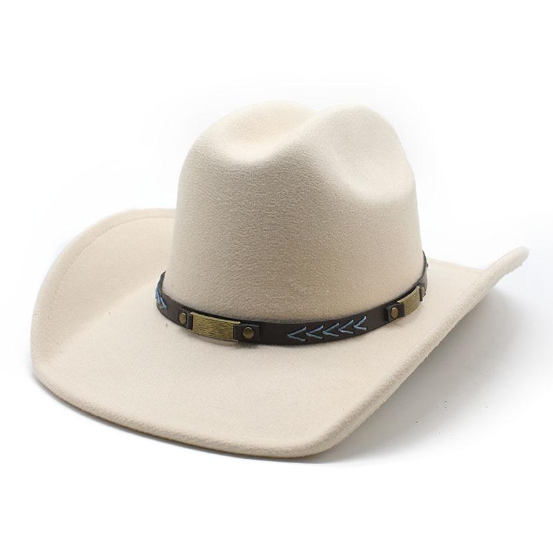 Wind Western Big Cowboy Hat Rivet Woolen Hat Men And Women Big Eaves Outdoor Outing Mountaineering Tibetan Top Hat