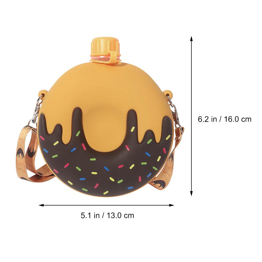 1 pc 250Ml Silicone Water Bottle Doughnut Shape Portable Drinking Cup For Kids Bpa-Free Children Water Container Leak-Proof