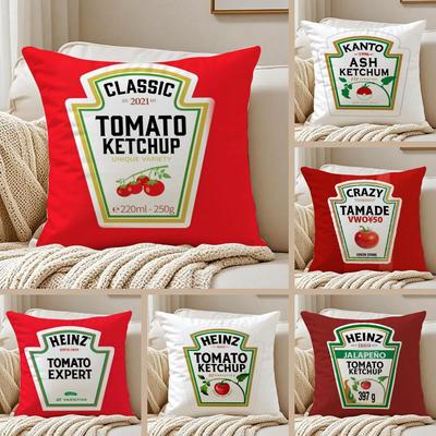 Забавная наволочка-подушка с этикеткой K-ketchup, шелковистый короткий плюш, наволочка для диванной подушки, скрытая молния, мягкий пылезащитный чехол для домашнего декора