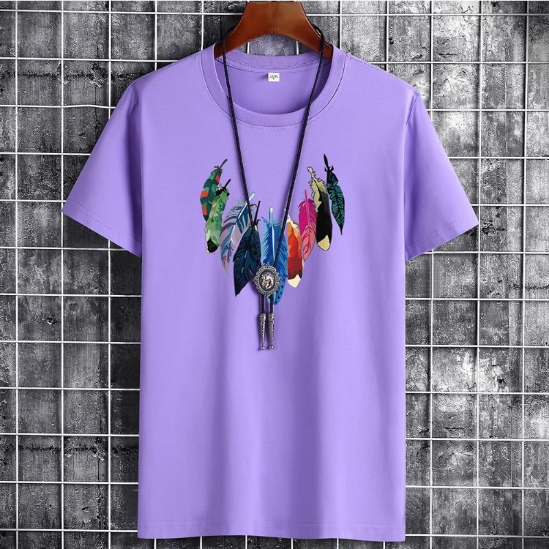 QICED Летняя футболка с короткими рукавами, мужская футболка с круглым вырезом и трендовым низом