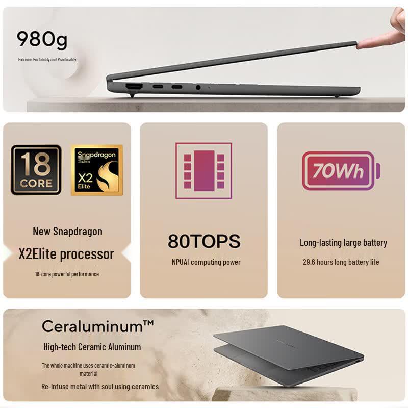 ASUS Zenbook 14 Air AI Laptop - Snapdragon X2 Elite, 2.8K OLED (CN version)