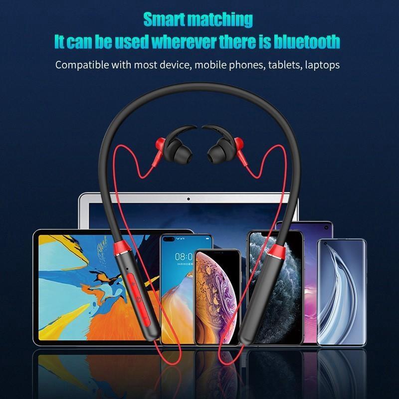 Беспроводные Bluetooth-наушники с шейным ремешком, Магнитная спортивная беговая гарнитура с микрофоном IPX5, водонепроницаемые спортивные наушники с шумоподавлением