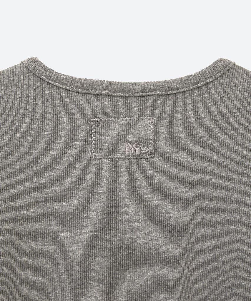 MOONSUN 02 M.C For Men, Henley Neck Ribbed T-Shirt / Gray