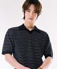 CHASECULT Men'S Cool Touch Striped Open Collar Neck Short Sleeve Sweater-Dbrk5612D04