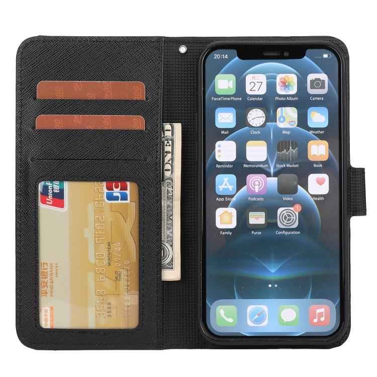 For iPhone 12 Pro Max Cross Texture Detachable Leather Phone Case