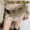 PU Leather Leather Fur Belt Spicy Girl Style Y2K Waistband Fashion Plush Belt  Female/Girls