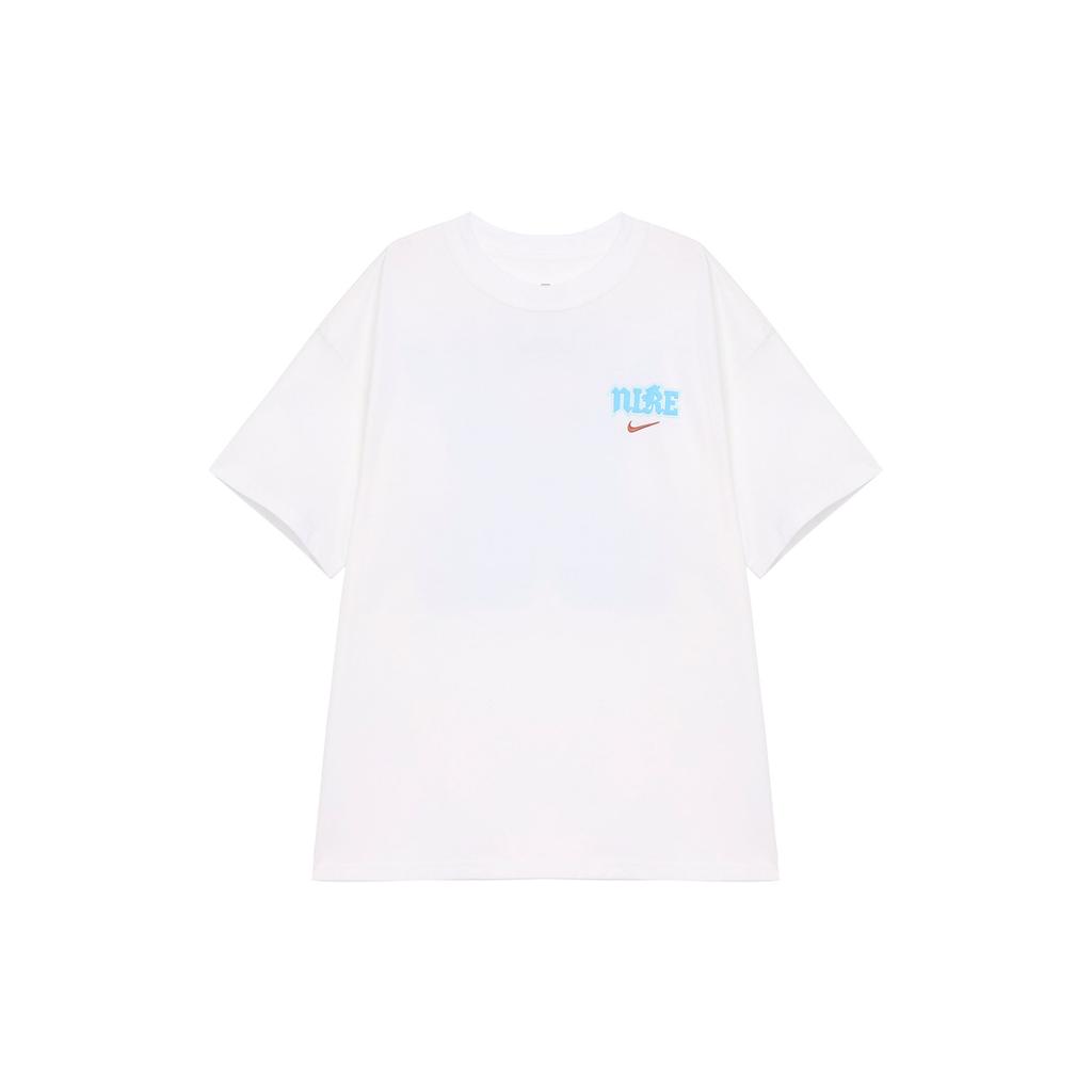 Nike Футболка с круглым вырезом и принтом букв, прямая, повседневная, с коротким рукавом, мужская, белая FZ5386-100