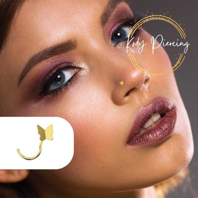 KODY PIERCING 9k Solid Yellow Gold Butterfly Nose Piercing Screw - Quality Piercing