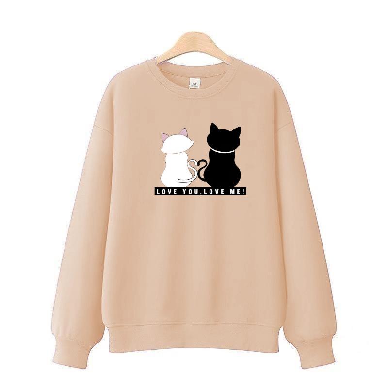 2024 Осень/Зима Женская плюшевая утолщенная круглая толстовка с круглым вырезом - Модная, свободная, повседневная, теплая