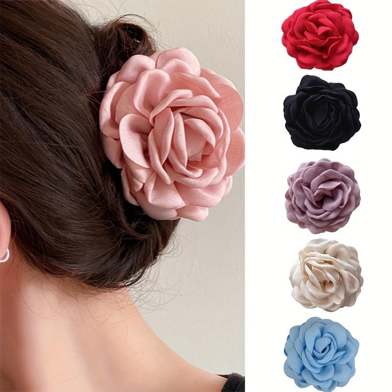 1/2/6pcs Stereoscopic Rose Flower Hair Clip Fpr Women Elegant Back of The Head Hair Shark Clip able Girl Hair Accessories