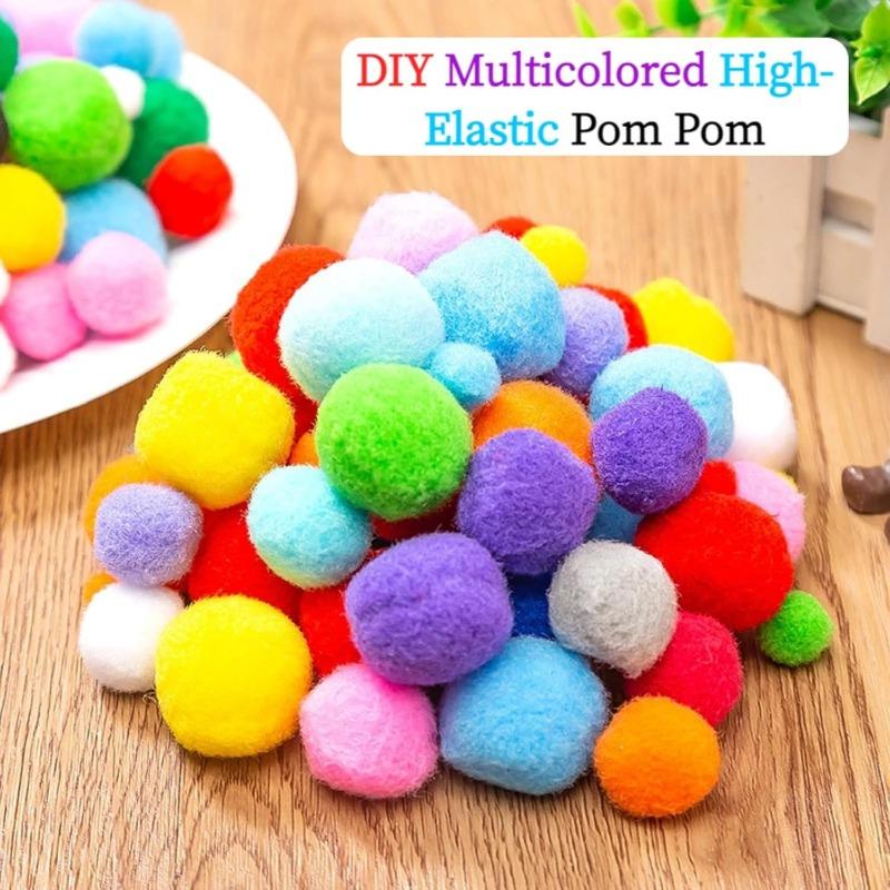 1 Inch Assorted Pompoms withEyes Multicolor Arts and Crafts Pom Poms Balls for Kids