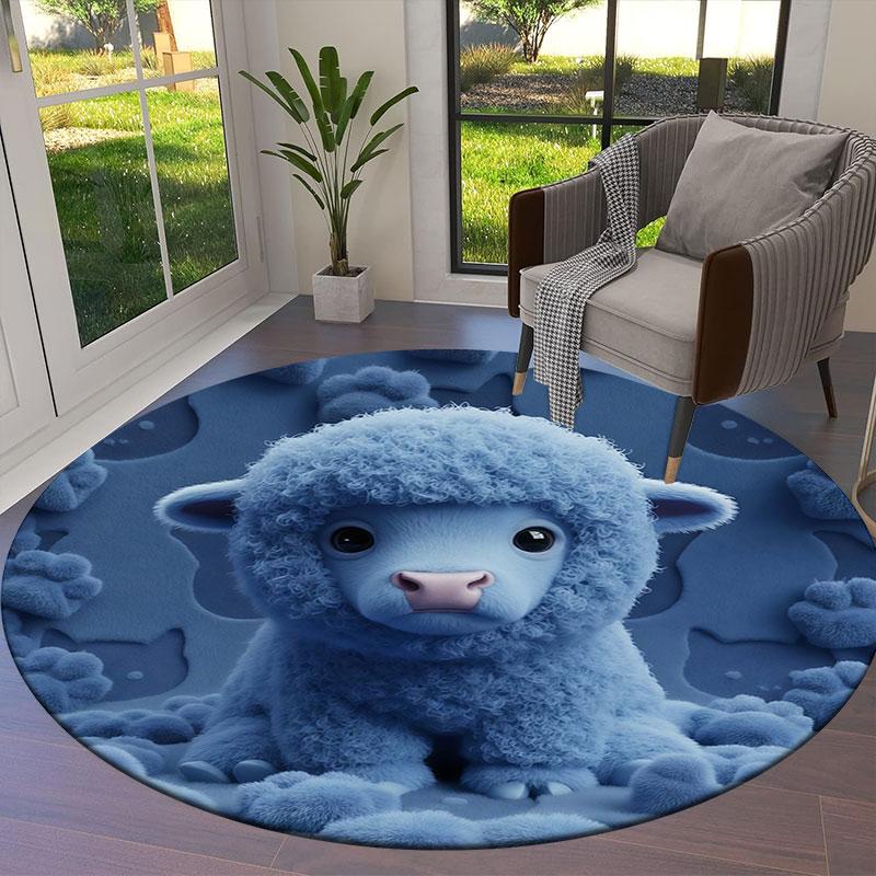 Furryanimals Round Area Rug,Carpet Rug for Living Room Bedroom Sofa Playroom Decor,Non slip Floor Mat