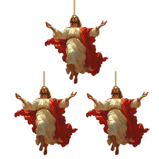 2D Акриловое украшение Иисус Христос Подвесной декор на зеркало заднего вида автомобиля Религиозный подарок для христиан Ретро Аксессуары для веры