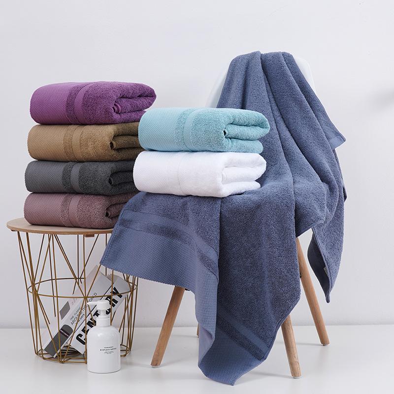 Stock-out Thickened Absorbent Large Bath Towels Foreign Trade Cross-border Gift Printed Logo Plain Weave Beach Use