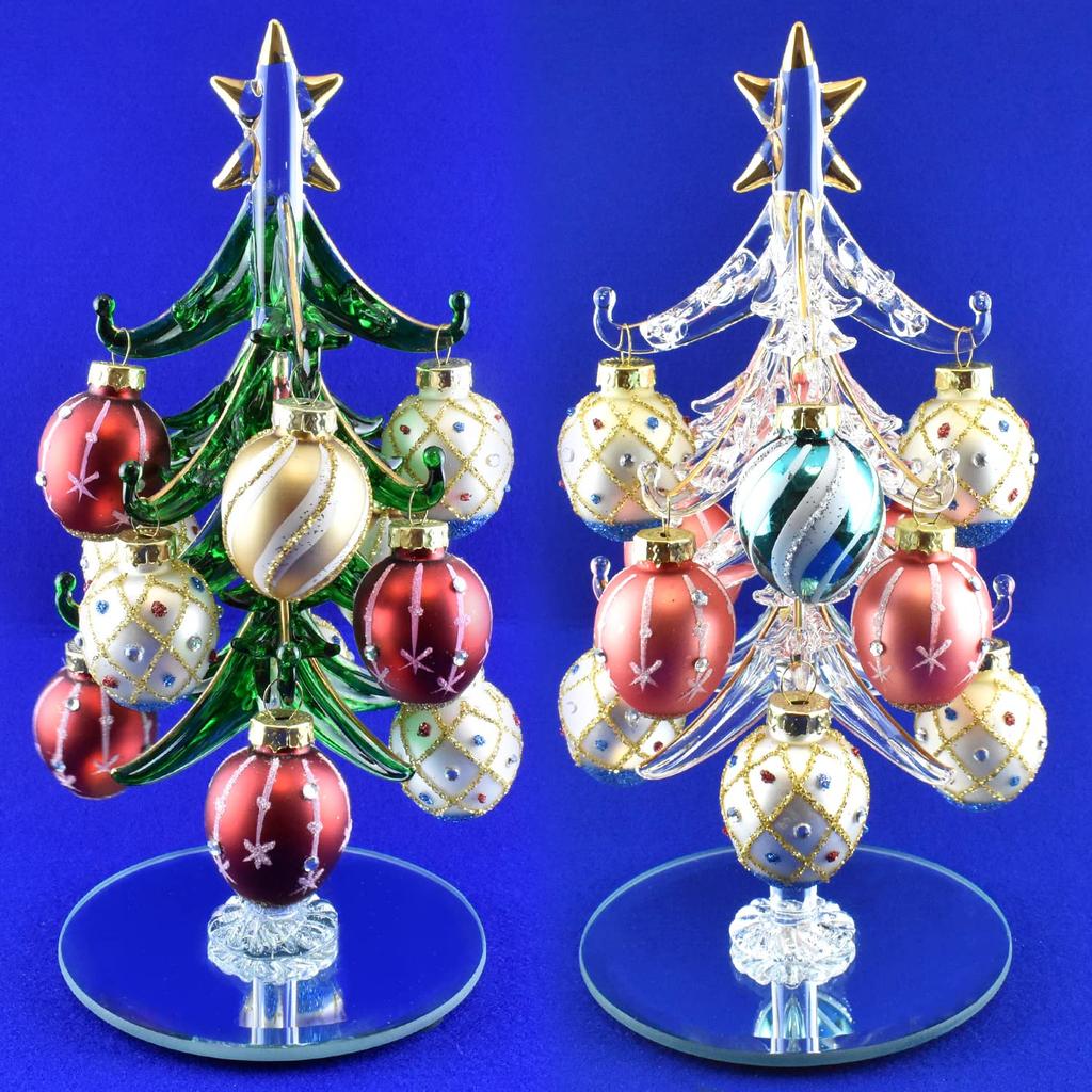 Fourcart Cute Handmade Glass Christmas Tree Ornament Set: Milky Drop Tree X 3