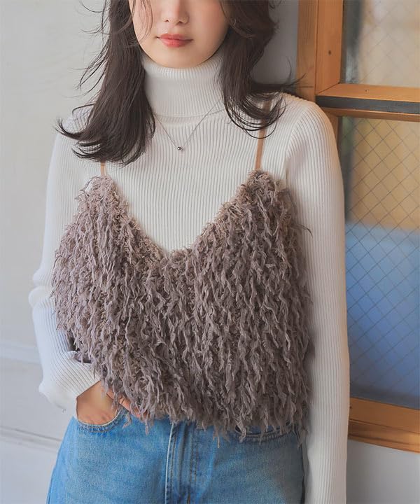 Kobe Lettuce Меховой и с искусственными перьями бюстье-топ, милый размер, цвет слоновой кости, женский, осень/зима, топ, M, [C7290]