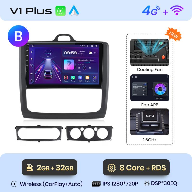 Junsun CarPlay Android Auto Car Radio for ford focus 2 3 Mk2 Mk3 2004-2011 GPS Intelligent Systems Stereo Multimedia Car Radio