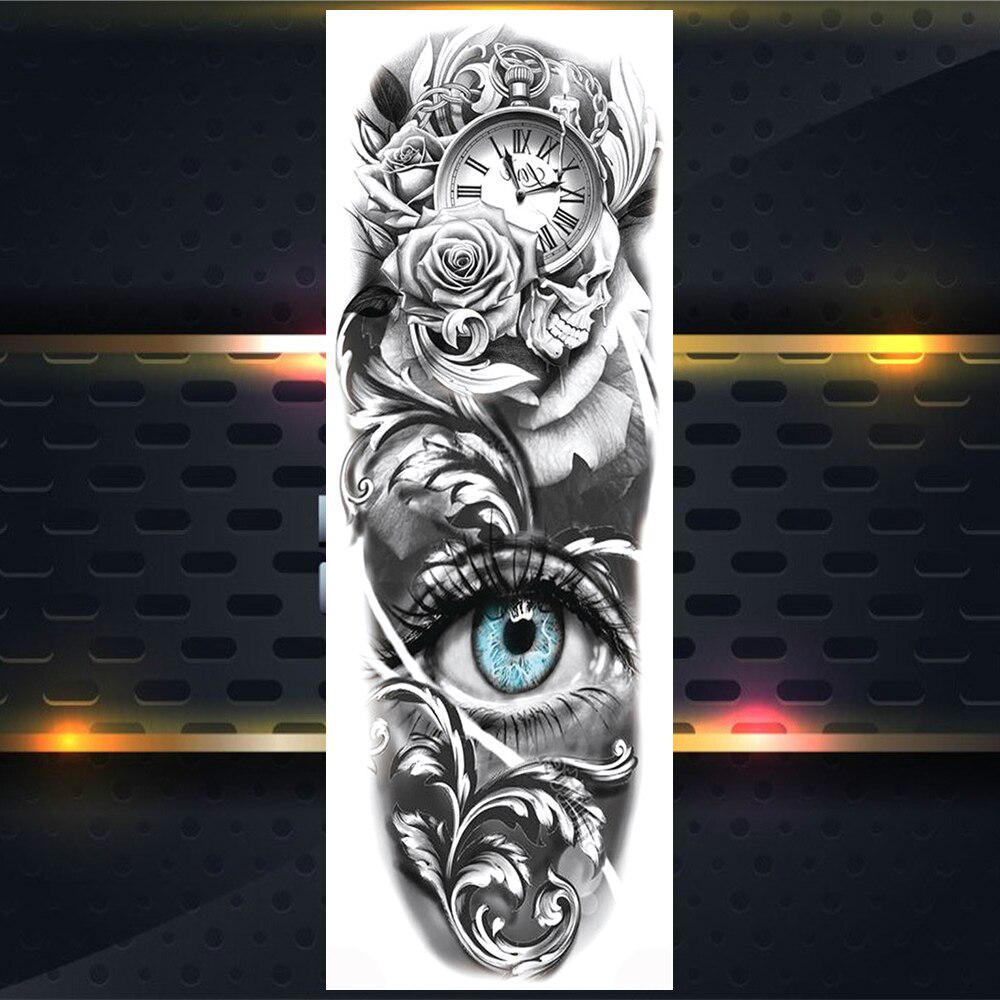 Длинные Временные Татуировки На Полную Руку Для Мужчин Мальчиков Лев Король Зверей Военная Тату Боди-Арт Хна Поддельные Волк Водонепроницаемые Рукава Татуировки Наклейки