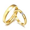 Simple Gold Color Stainless Steel Engagement Rings for Women Men Elegant Thin Wedding Band
