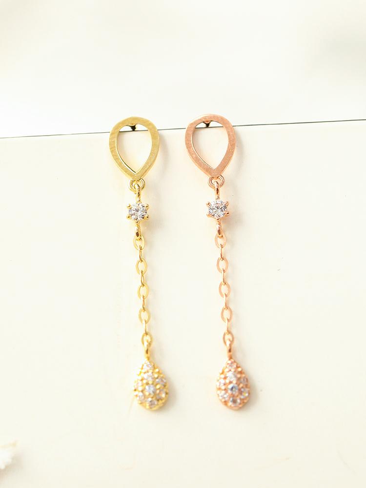 Минималистичные Пирсинг-Серьги 14K Капля Кубический Цирконий