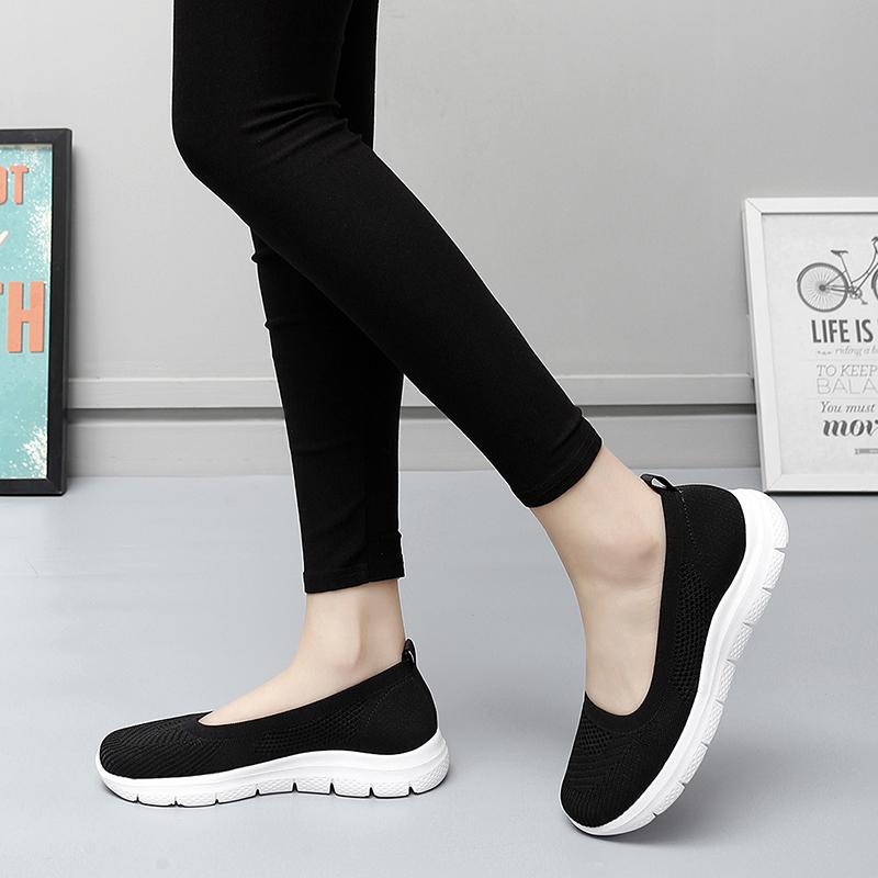 Женские мокасины, лоферы, повседневные зеленые туфли для ходьбы, летние черные легкие носки, обувь для мам, большой размер