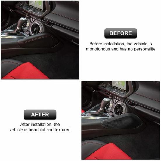 ABS Gear Shift Side Panel Trim Cover Bezels for Chevy Camaro 2016+  Carbon Fiber