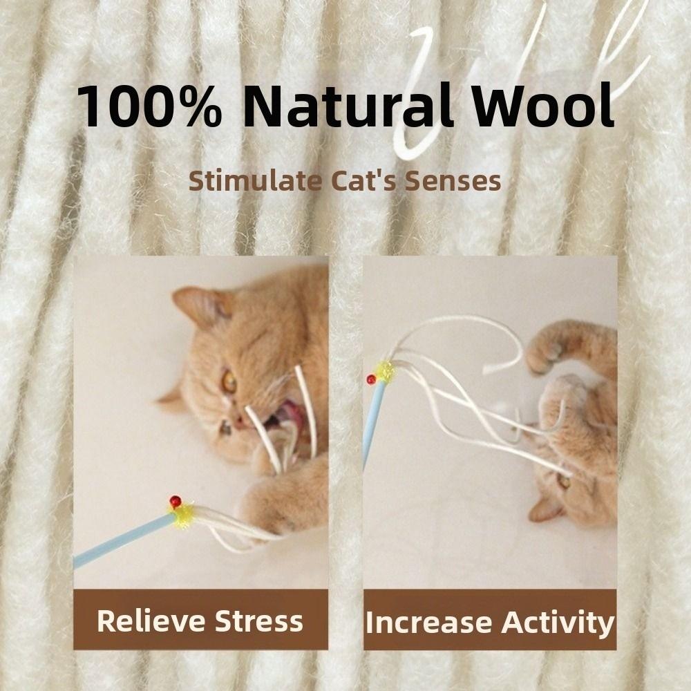 Chew-resistant Cat Teaser Wand Pure Wool Cat Teaser Toy Fun Kitten Stick Toy Cat Enrichment