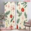 2pcs,2D Plane Printing Curtains Digital Printed Christmas Baubles Pine Branches Stars (4) 100% Polyester (without Rod) All
