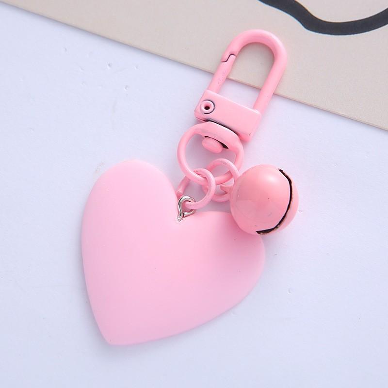 Ключница-колокольчик в форме сердца, конфетного цвета, Милый чехол для наушников в форме сердца, персика для девочки, Аксессуар-подвеска для сумки.