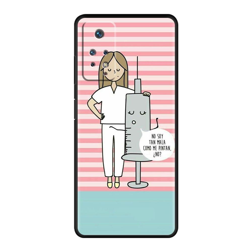 Для Redmi Note 9A 11 Pro K40 9T 7 10 8 9S 9 9C 8T K40S 10C черный стильный телефон Funda Nurse Medical Medicine