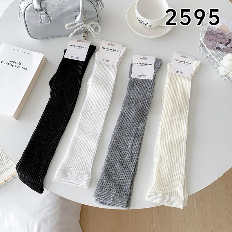 Женские тонкие гольфы до колена длиной до икры однотонные в вертикальную полоску для весны и лета в балетном стиле, дышащие
