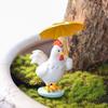 Holding Yellow Umbrella Chicken Figurine Cartoon Chick Resin Statue Sculpture Home Office Desktop Decoration Ornament