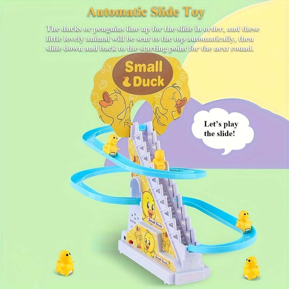 6-Piece Duckling Stair Climbing with Lights and Music, Fun and Cute Duck Slide Toy Set, Easter Gift for Children, Plastic, Yellow.