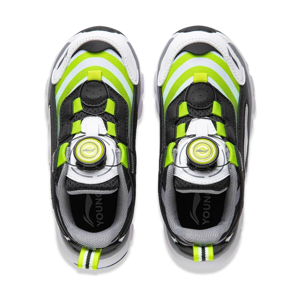 Li Ning YOUNG Нескользящие износостойкие беговые кроссовки Черный Белый Зеленый Детские YKNU090-3