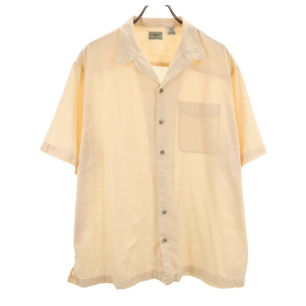 L.L.BEAN Short Sleeve Open Collar Shirt L Pale Orange Outdoors Men's Used