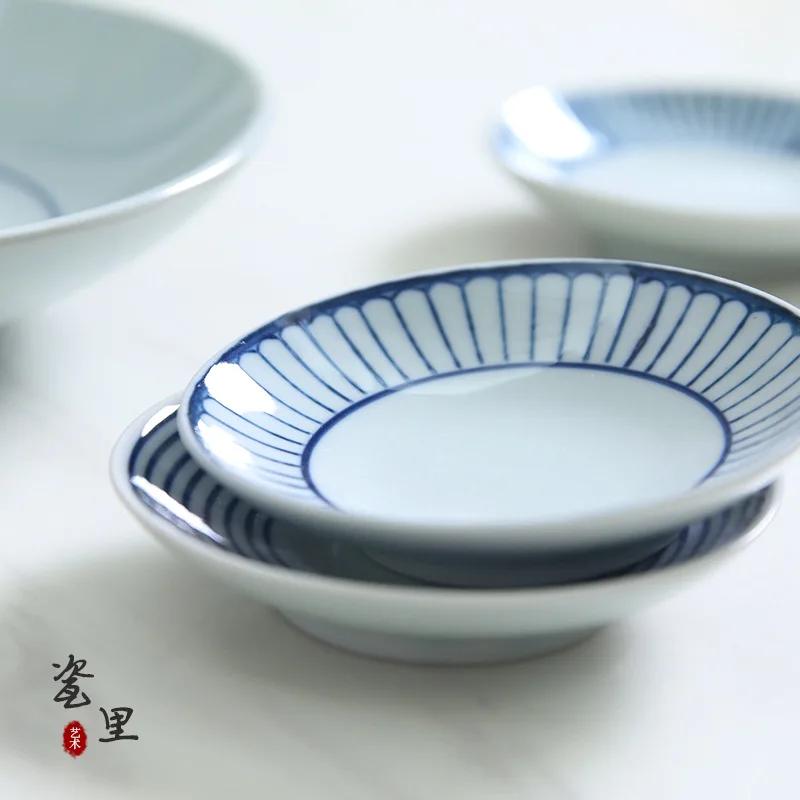 Керамическая тарелка для дегустации, японская круглая тарелка, фарфоровая тарелка для приправ, соусница, столовые приборы, кухонные принадлежности, дропшиппинг