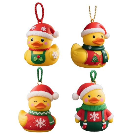Рождественское украшение в виде утки, подвеска на елку в виде утки, милая смоляная утка в шапке Санты для декора дома, офиса, праздничной вечеринки
