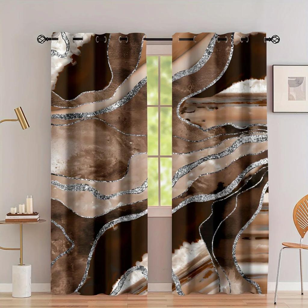 3D 2 панели Скандинавский Золотой Лист Мрамор Цифровая Печать Штора Люверсы Верх Штора Гостиная Спальня Кухня Офис Домашний Декор