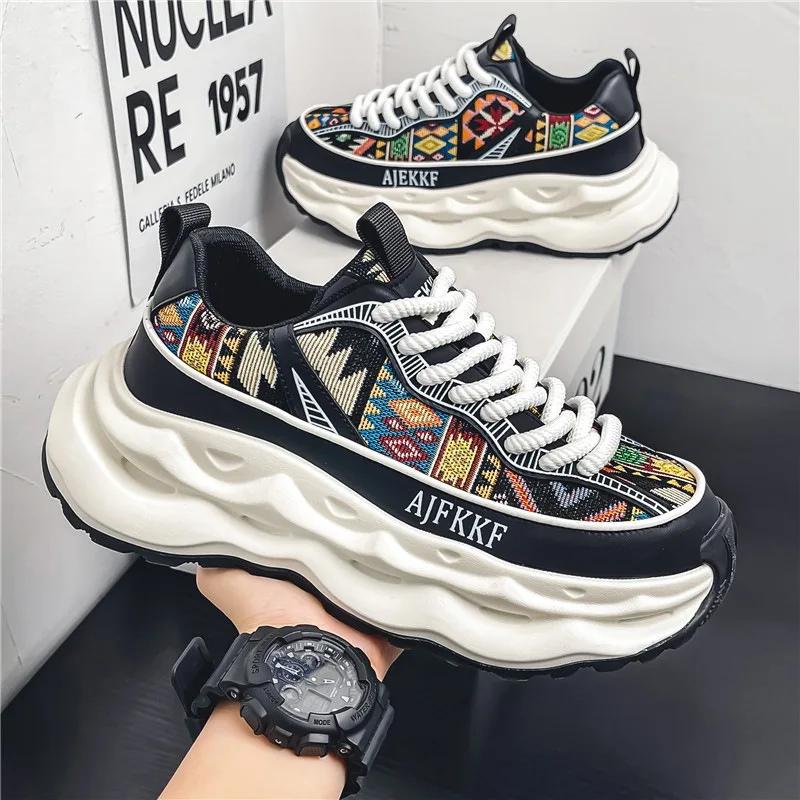 Fashion Casual Sneakers Men Original Designer Platform Shoes Men Increase Heel Hip Hop Chunky Sneakers Mens  2025 New