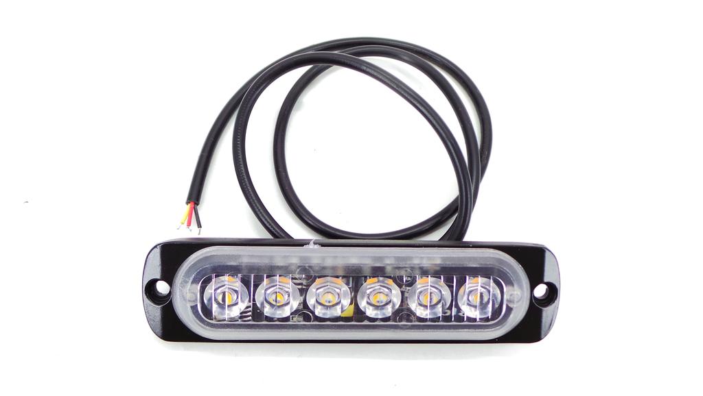 Габаритный стробоскоп 6 LED 12В-24В, оранжевый Внедорожный