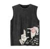Мужские майки с графическим принтом в стиле японского аниме, летняя одежда для спортзала, мужская футболка без рукавов, винтажная выстиранная оверсайз майка, одежда Y2k