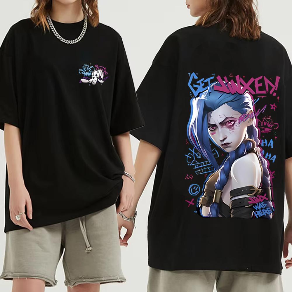 Футболка Arcane Jinx Graffiti Футболки Monkey Game Lovers Мужские и женские футболки Harajuku Casual с коротким рукавом Летние футболки в стиле хип-хоп Streetwea